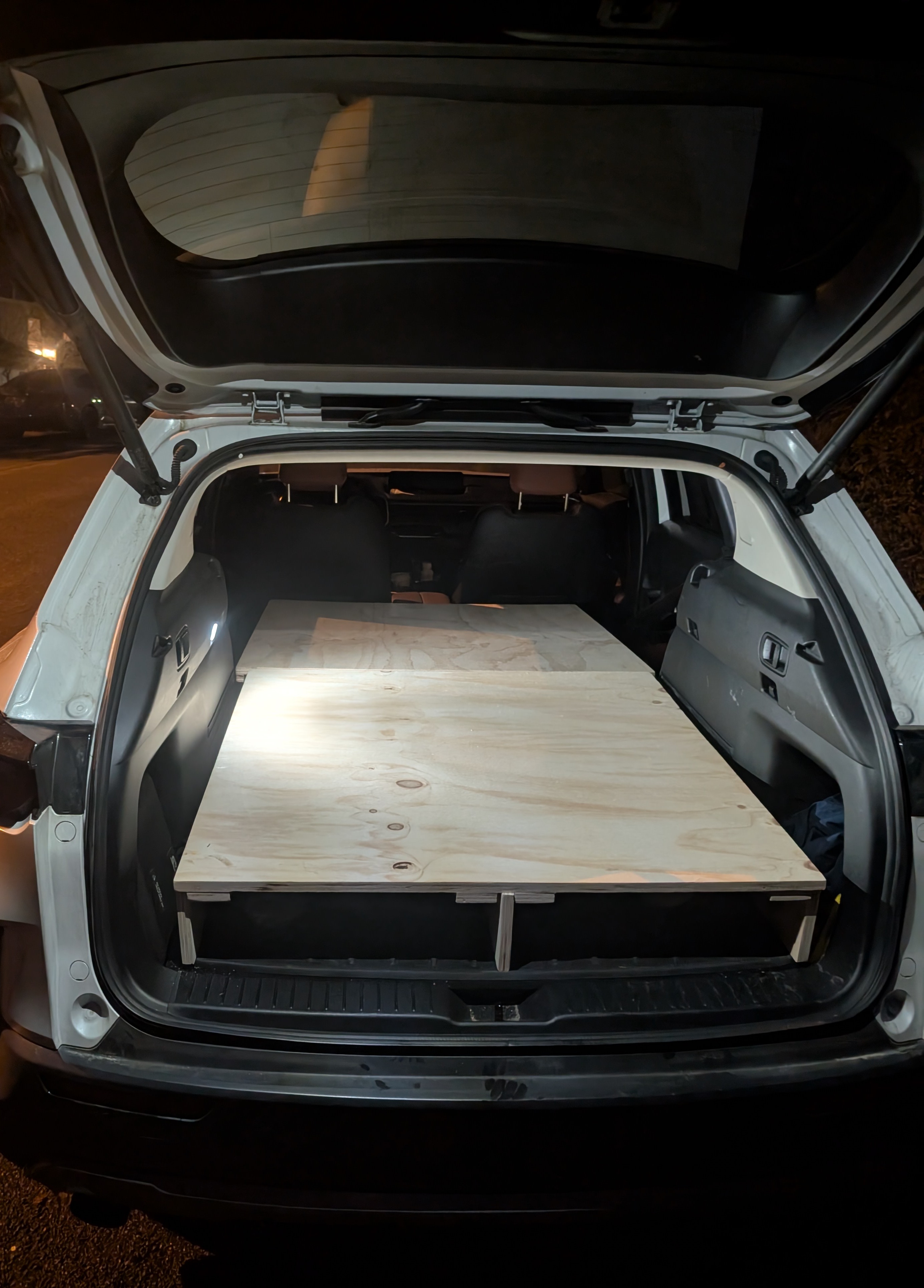 The sleeping platform extended into sleeping position