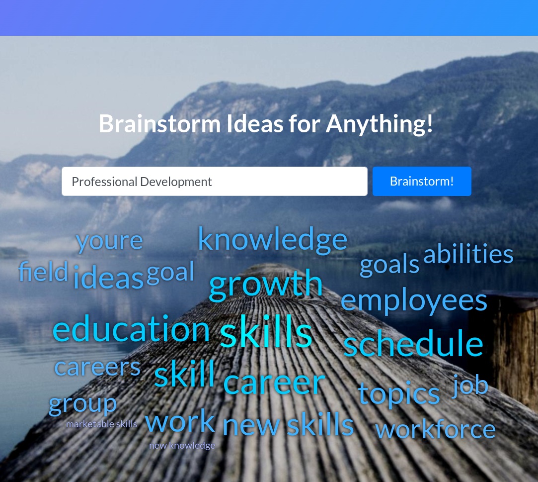 A screenshot of a brainstorming webpage