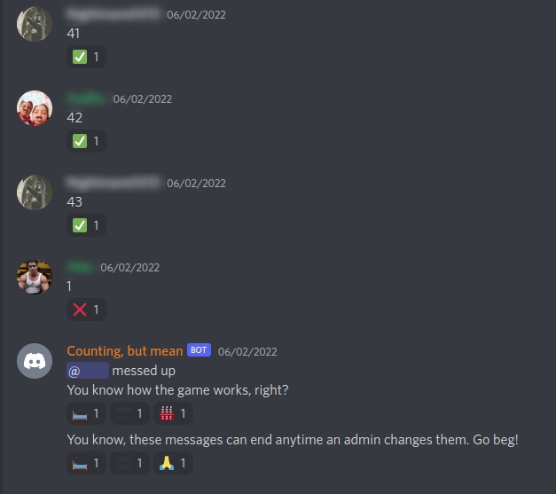 A screenshot from Discord showing bot function