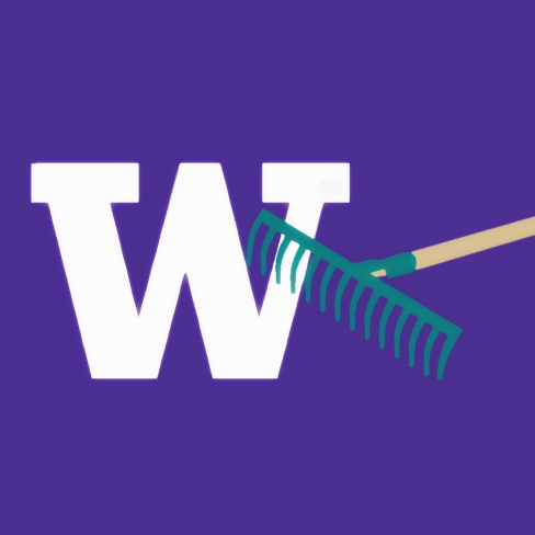 The UW logo with a rake