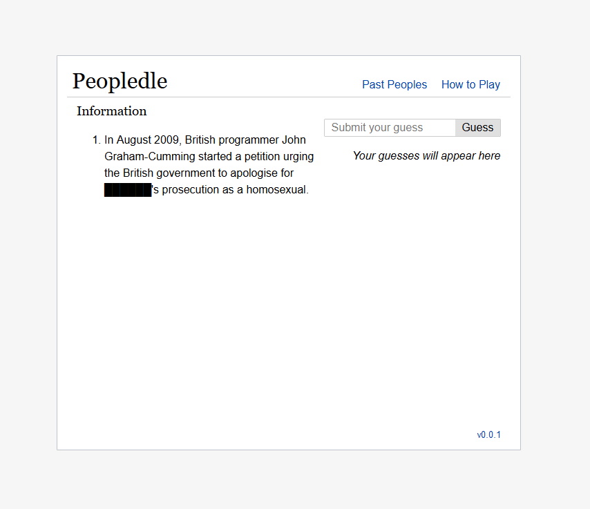 A screenshot of the peopledle site