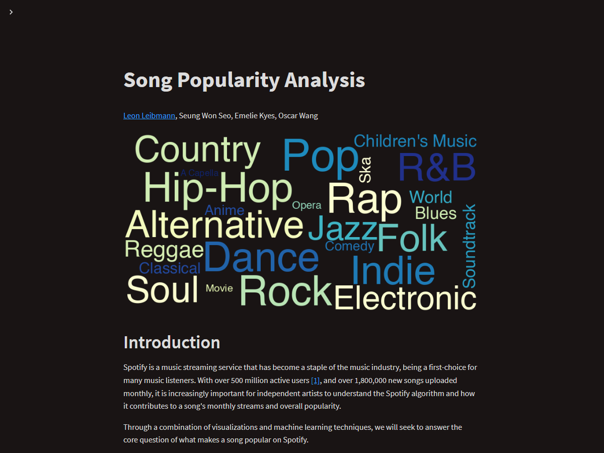 Song Popularity Analysis report preview